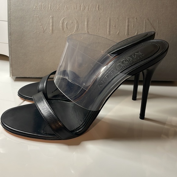 New Alexander McQueen black/crystal high heel sandals Size 37 - Picture 3 of 8